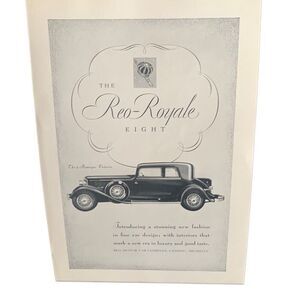 Vintage 1931 REO Royale Eight 5 Passenger Victoria Ad Advertisement